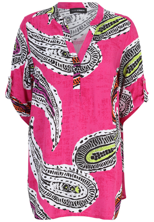 Doris Streich Bluse pink bunt Paisley Muster 44 46 48 50 52 54 56