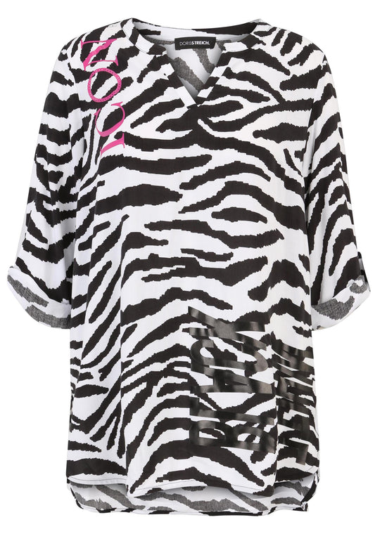 Doris Streich Bluse Zebra Printschwarz weiß 44 46 48 50 52 54 56