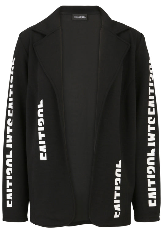 Doris Streich Blazer Jacke Schwarz mit weißer Schrift Higlights Fashion Gr 44 46 48 52 54 56