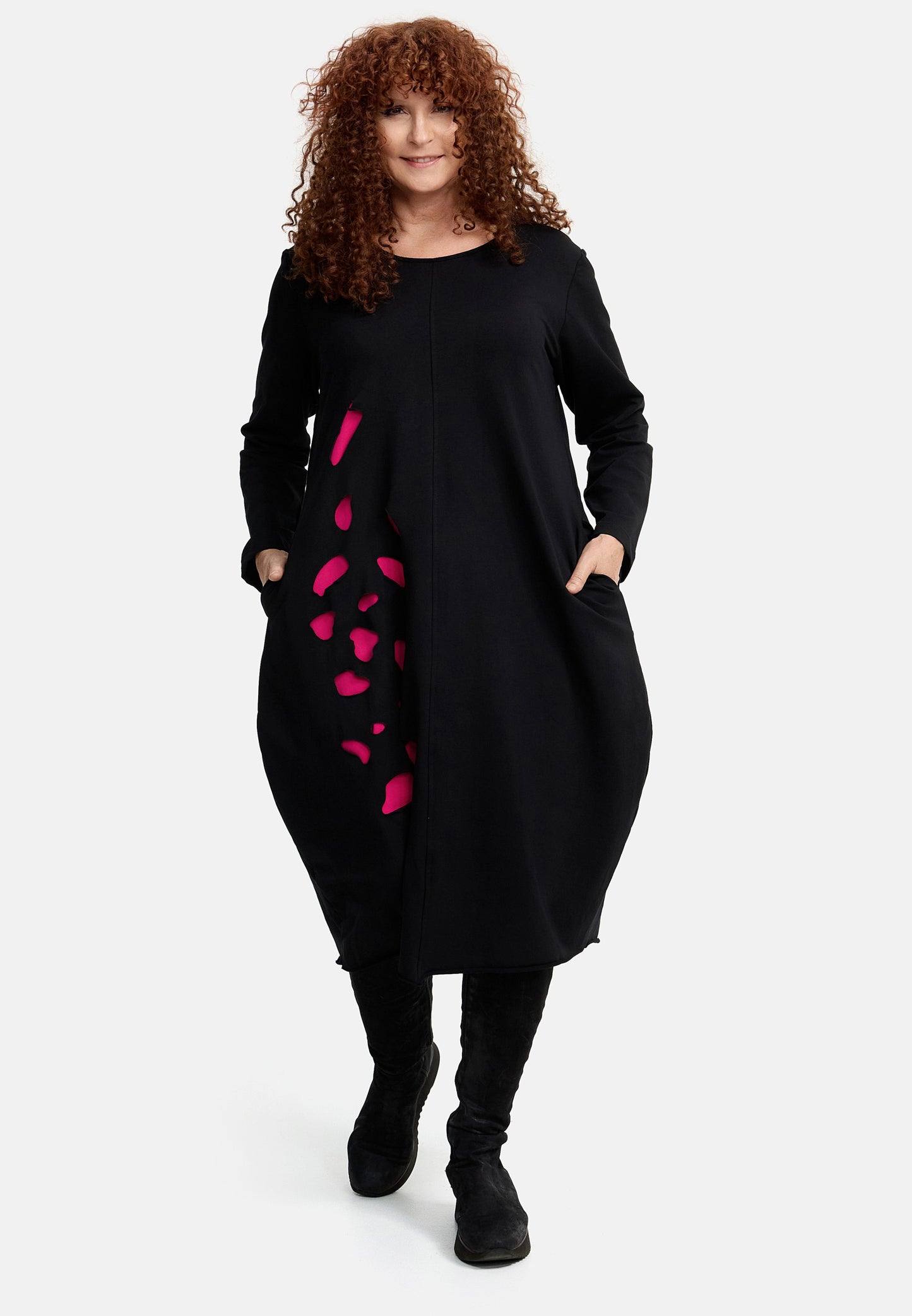 DYB Kleid Laser Cut Schwarz Pink 40 42 44 46 48 50 52 54 56