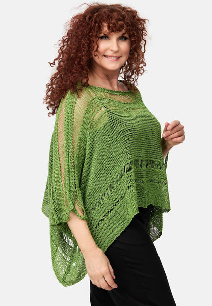 Amandine Stricküberwurf Pullover A2605 Kiwi Grün Kastenform 42 44 46 48 50 52 54 56 58 60