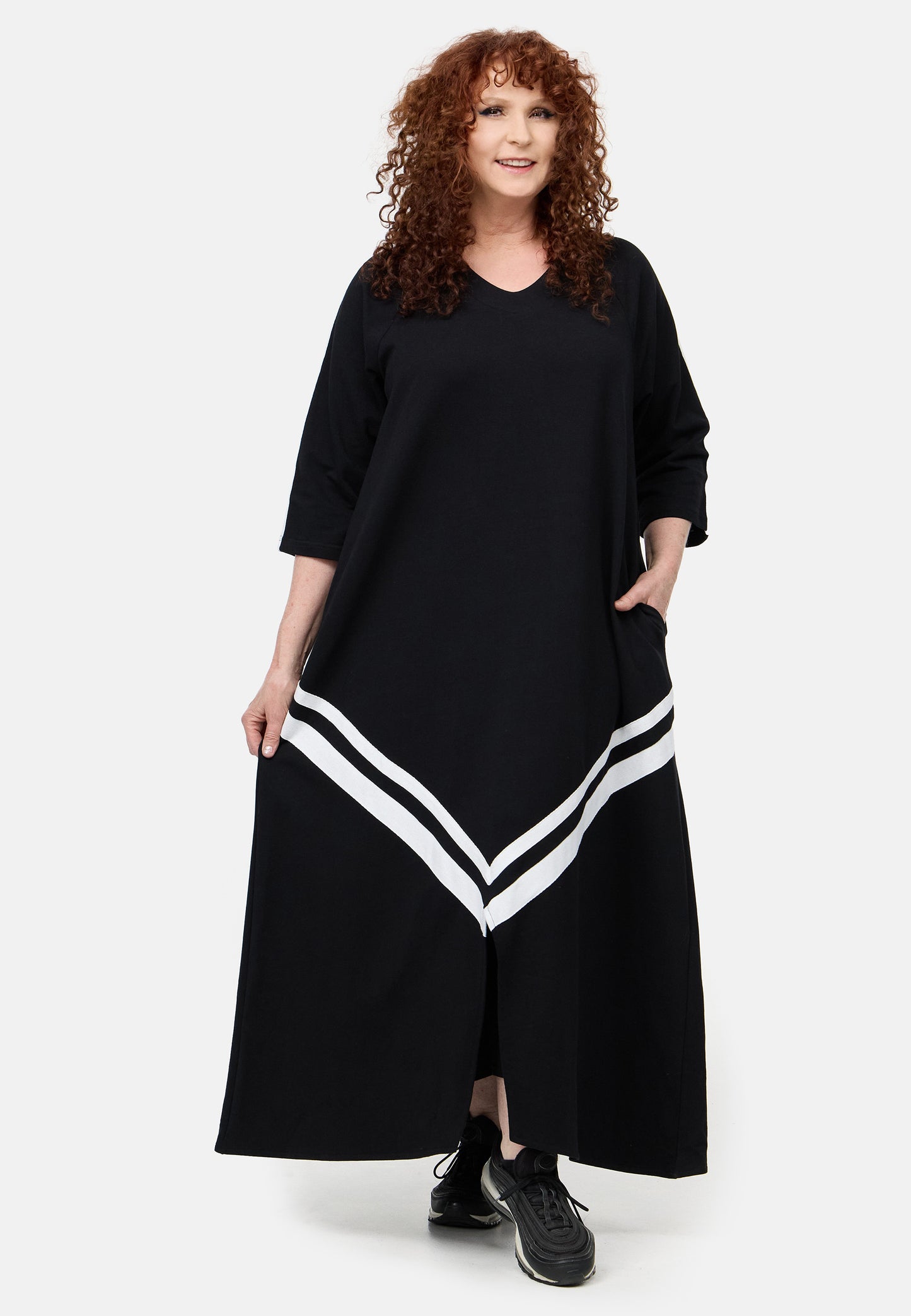 DYB Sweatshirt Kleid Schwarz Weiß 42 44 46 48 50 52 54 56
