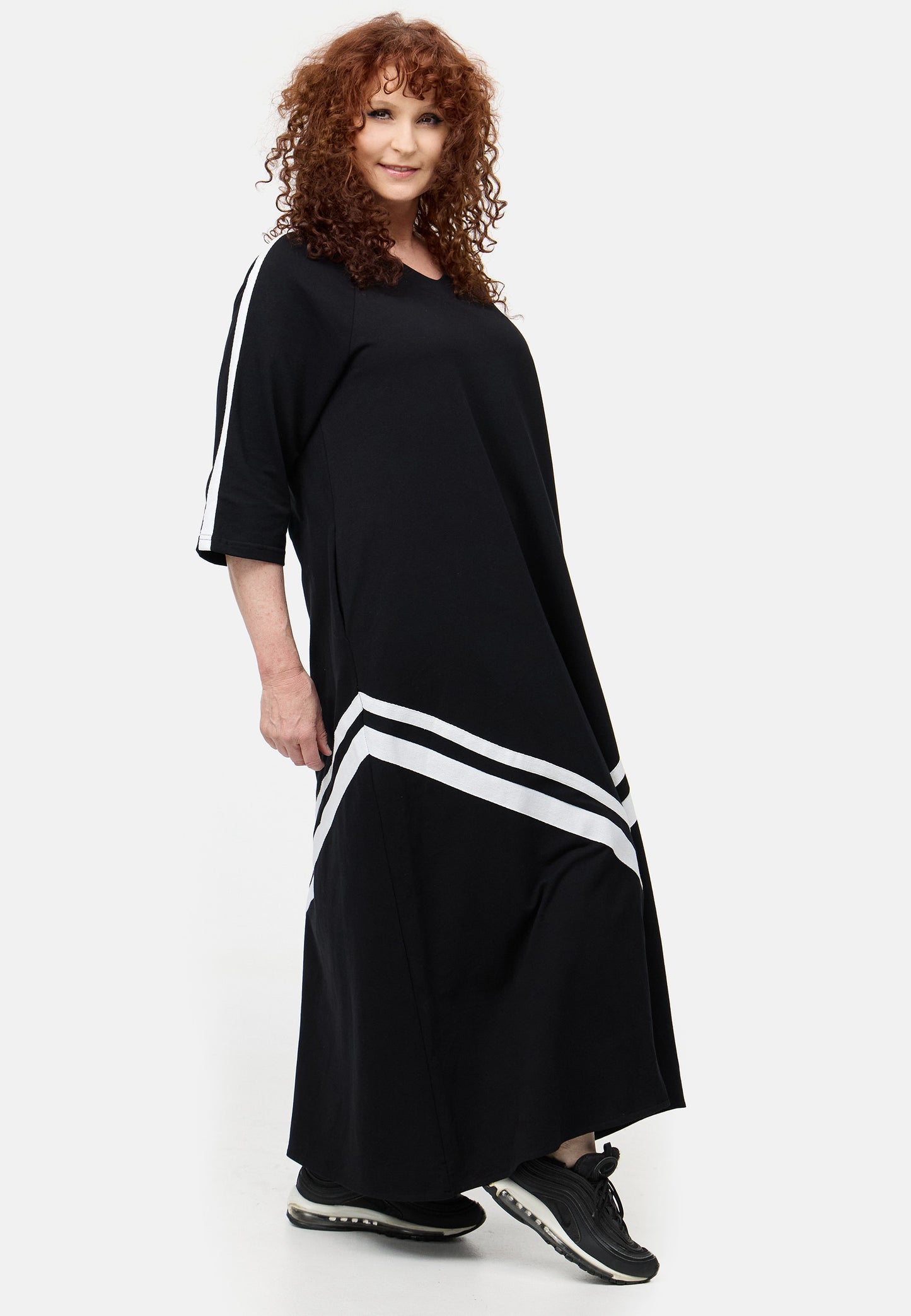 DYB Sweatshirt Kleid Schwarz Weiß 42 44 46 48 50 52 54 56