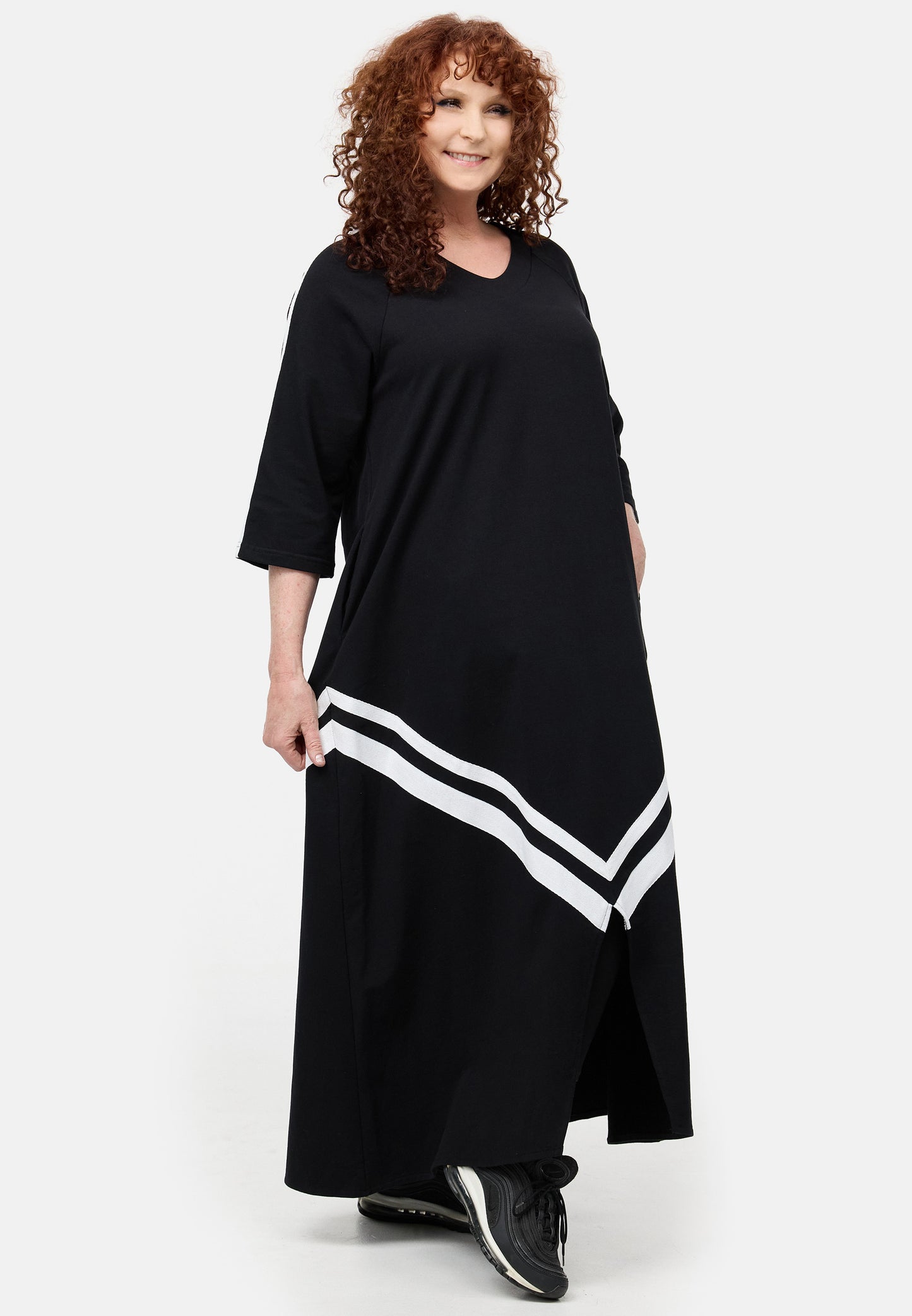 DYB Sweatshirt Kleid Schwarz Weiß 42 44 46 48 50 52 54 56