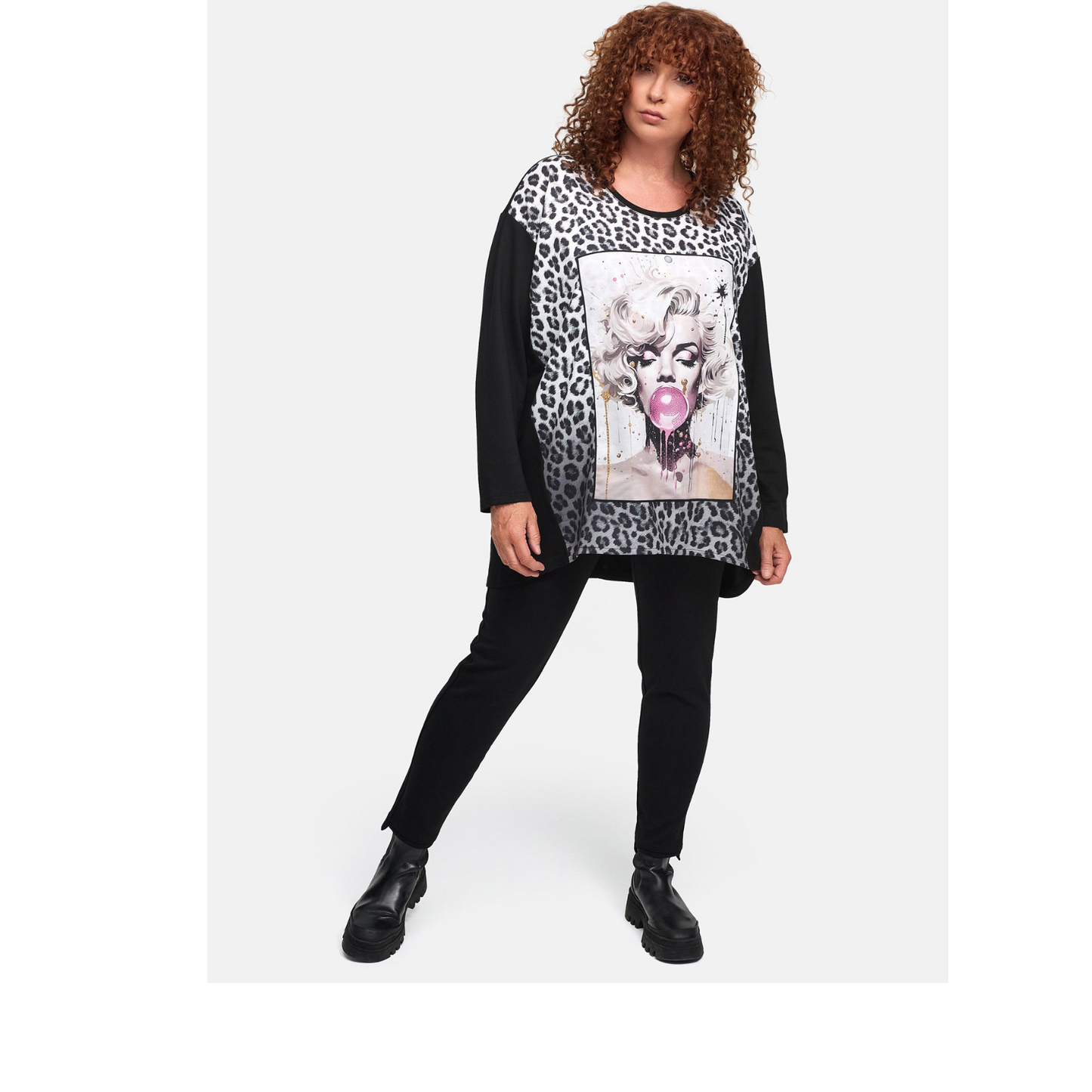 Frenzi4U Shirt Glam Face Leoprint große Größen – Nickis XXL Fashion – Ansicht 3