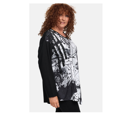 Frenzi4u Shirt – Modernes Kunst-Design mit Glitzer & asymmetrischem Schnitt 44 46 48 50 52 54 56 58