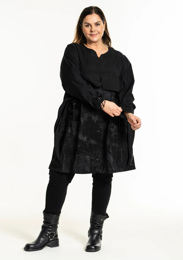 Gozzip Tunika Black Edition schwarz grau marmoriert mit Akzente 42 - 56