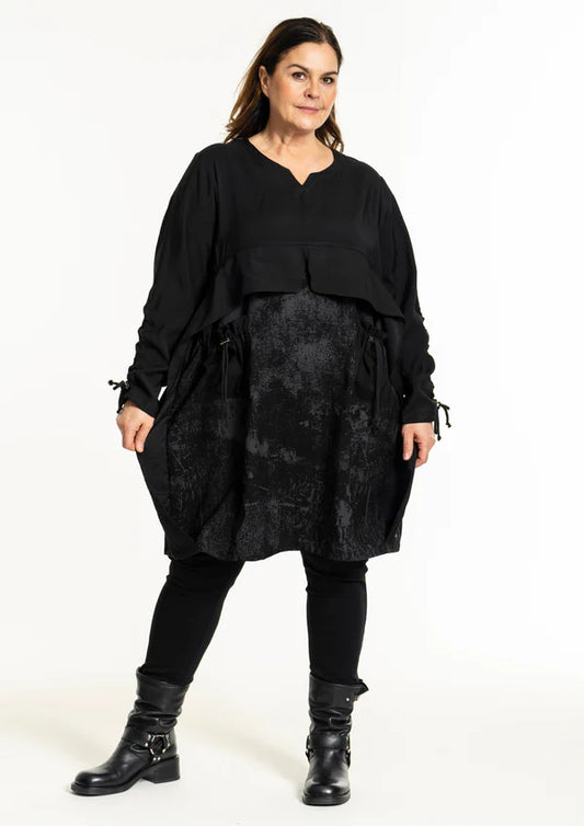 Gozzip Tunika Black Edition schwarz grau marmoriert mit Akzente  42 44 46 48 50 52 54 56