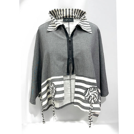 Statement-Kurzjacke „Vincenzo Allocca“ mit 2-Wege-Zipper – Style trifft Komfort (Einheitsgröße)40 42 44 46 48 50 52 54 56 58 60 62