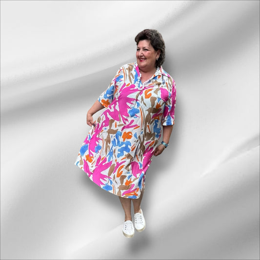 SINNE Blusenkleid – Sommerfarben zum Verlieben Pink Blau  40 42 44 46 48 50