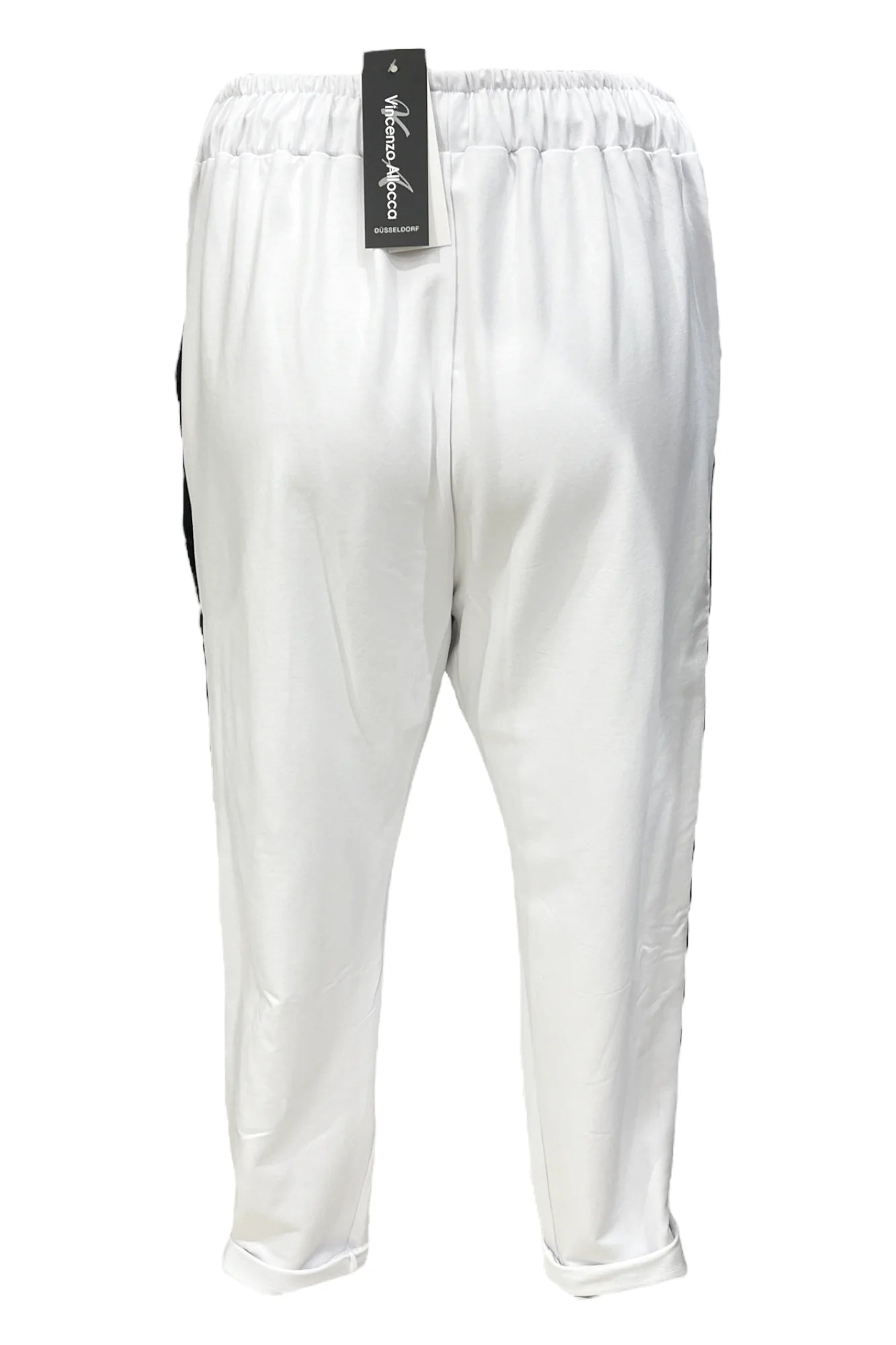 Vincenzo Allocca Hose Jogpant weiß mit schwarz 40 42 44 46 48 50 52 54 56 58 60 62