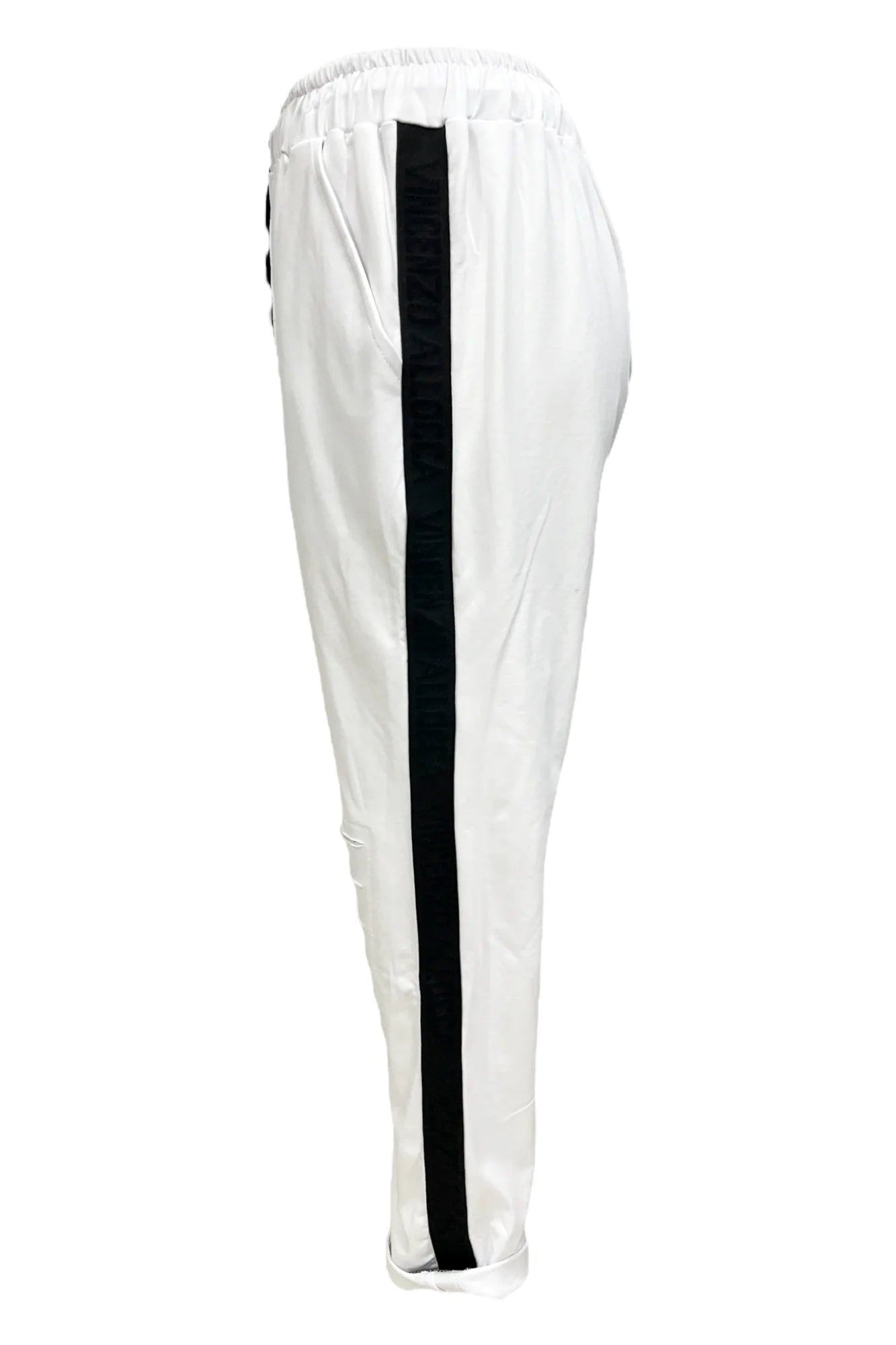 Vincenzo Allocca Hose Jogpant weiß mit schwarz 40 42 44 46 48 50 52 54 56 58 60 62