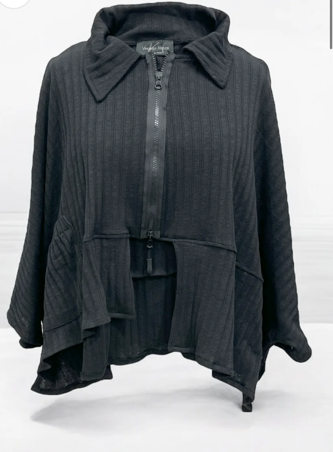 Vincenzo Allocca Feinstrickjacke Überwurf onesize oversize schwarz 40 42 44 46 48 50 52 54 56 58 60 62