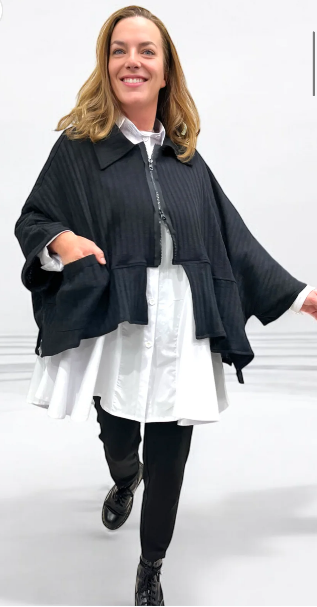 Vincenzo Allocca Feinstrickjacke Überwurf onesize oversize schwarz 40 42 44 46 48 50 52 54 56 58 60 62
