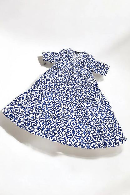 Vincenzo Allocca Maxikleid blau-weiß – luftiger Sommertraum 44 46 48 50 52 54 56 58 60 62