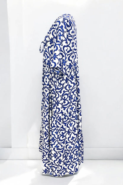 Vincenzo Allocca Maxikleid blau-weiß – luftiger Sommertraum 44 46 48 50 52 54 56 58 60 62