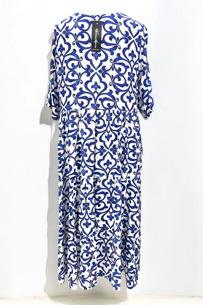Vincenzo Allocca Maxikleid blau-weiß – luftiger Sommertraum 44 46 48 50 52 54 56 58 60 62