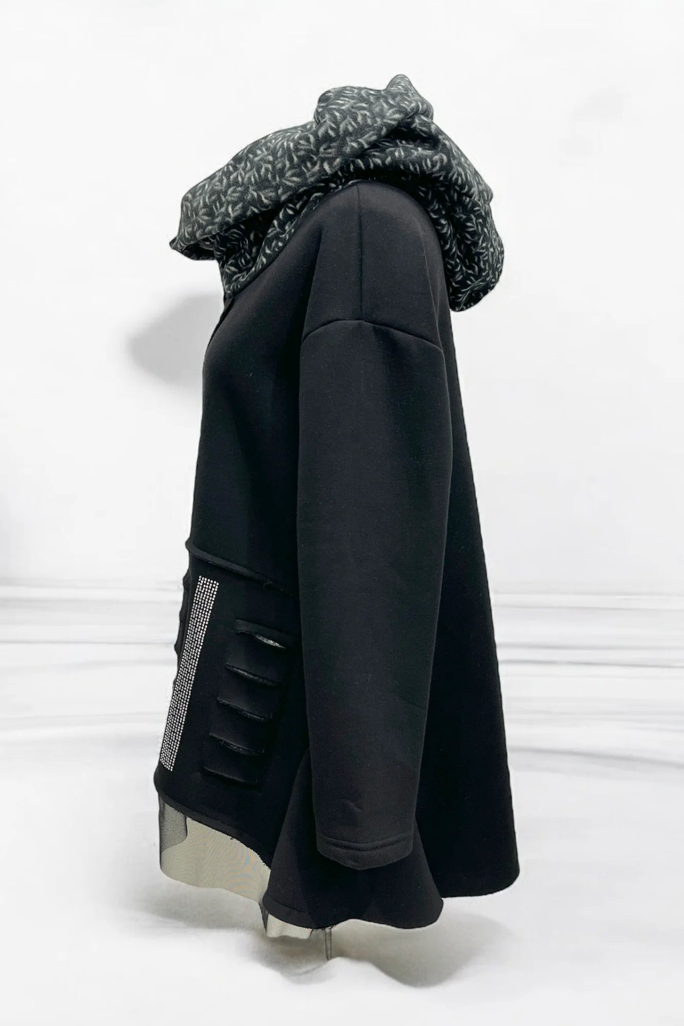 Vincenzo Allocca Jacke A-Form schwarz A-Linie cut out Mesh etc Gr 40 - 62