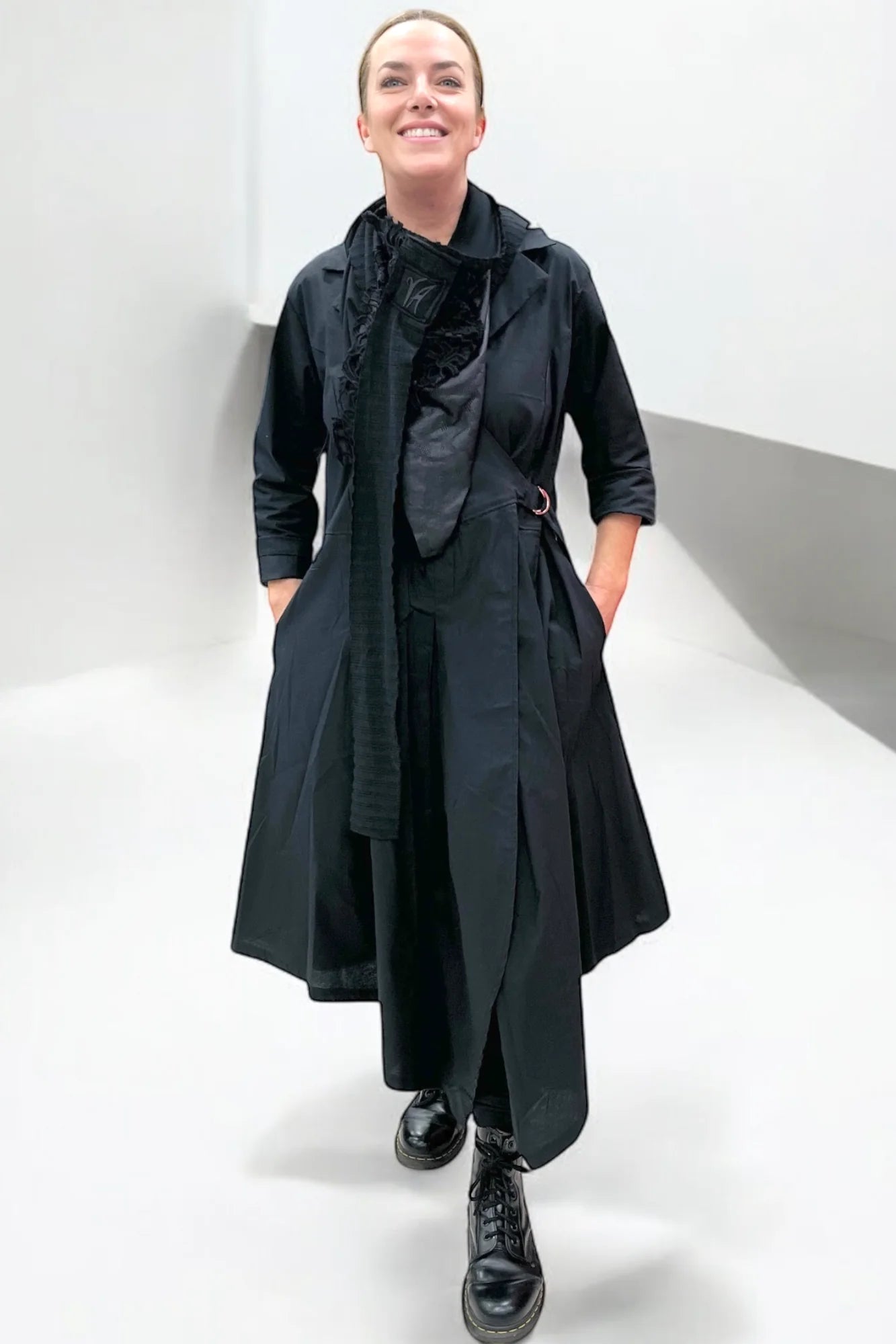 Vincenzo Allocca Wickelkleid Mantel schwarz 40 42 44 46 48 50 52 54 56 58 60 62