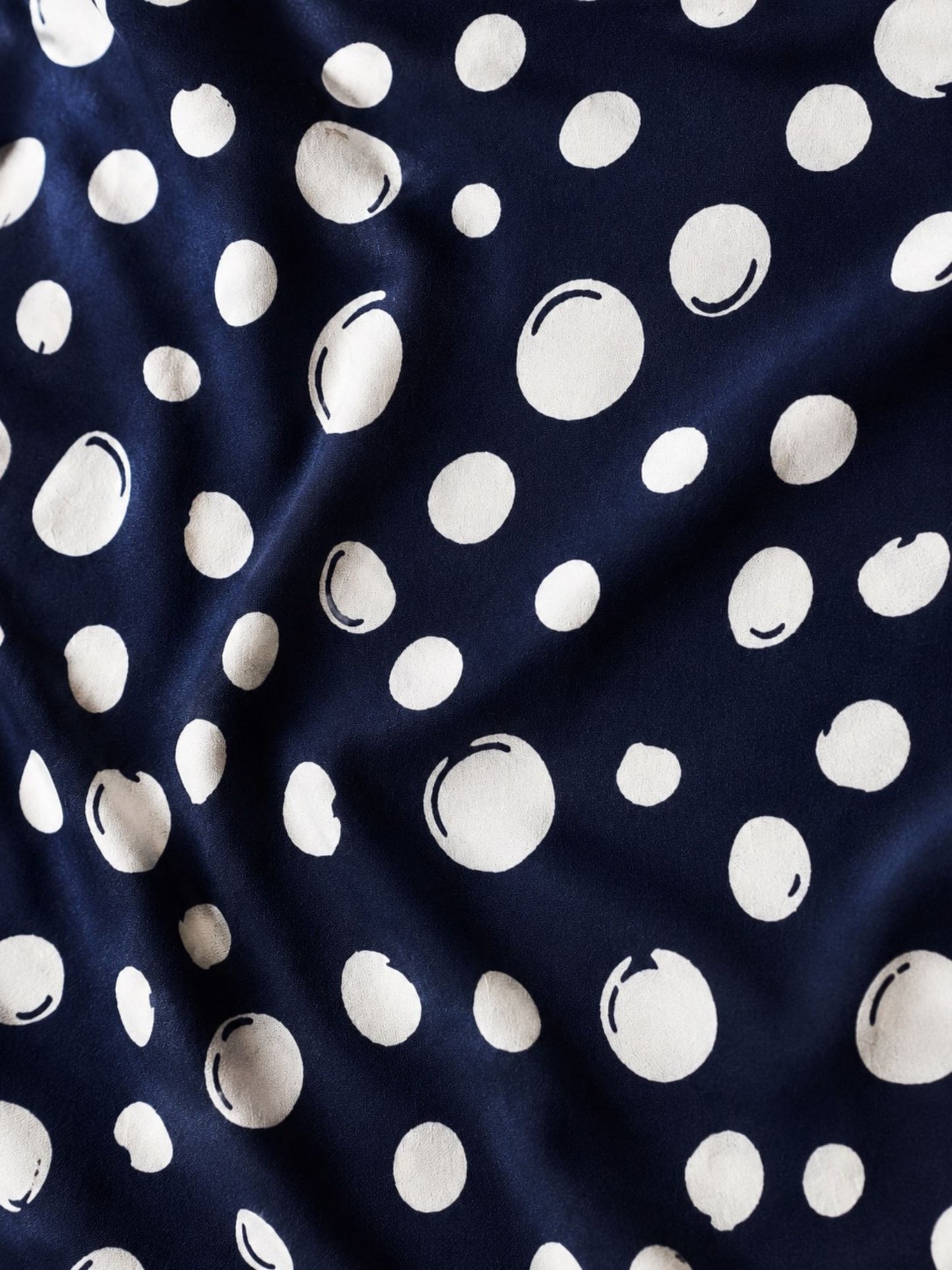 Vincenzo Allocca Maxikleid Viskose Halbarm – Tiefmarine/Weiß Punkte-Print Gr. 44–62