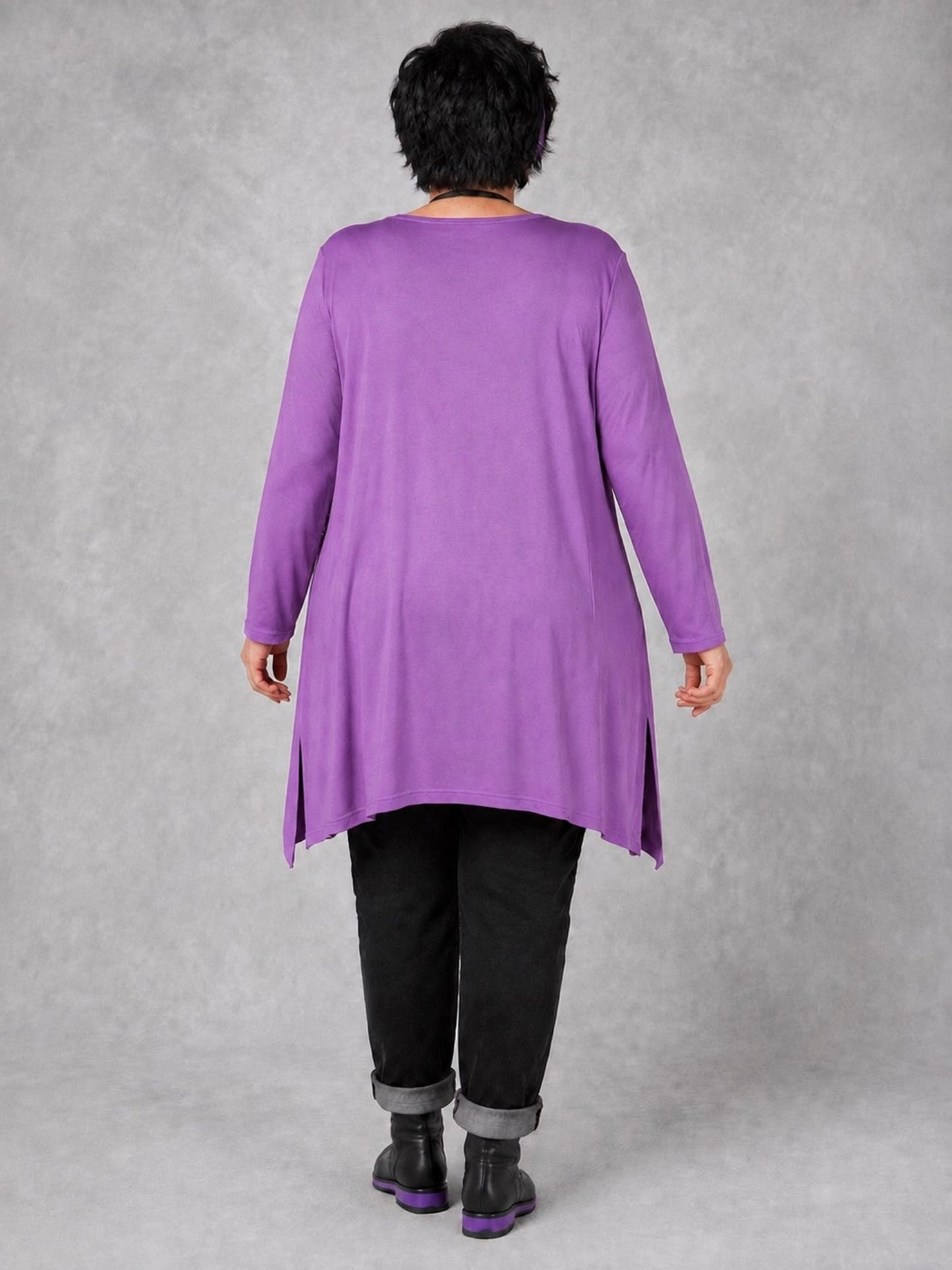 AKH Fashion Basic Shirt Viskose Langarm Oversize – Einheitsgröße 48–58, viele Farben