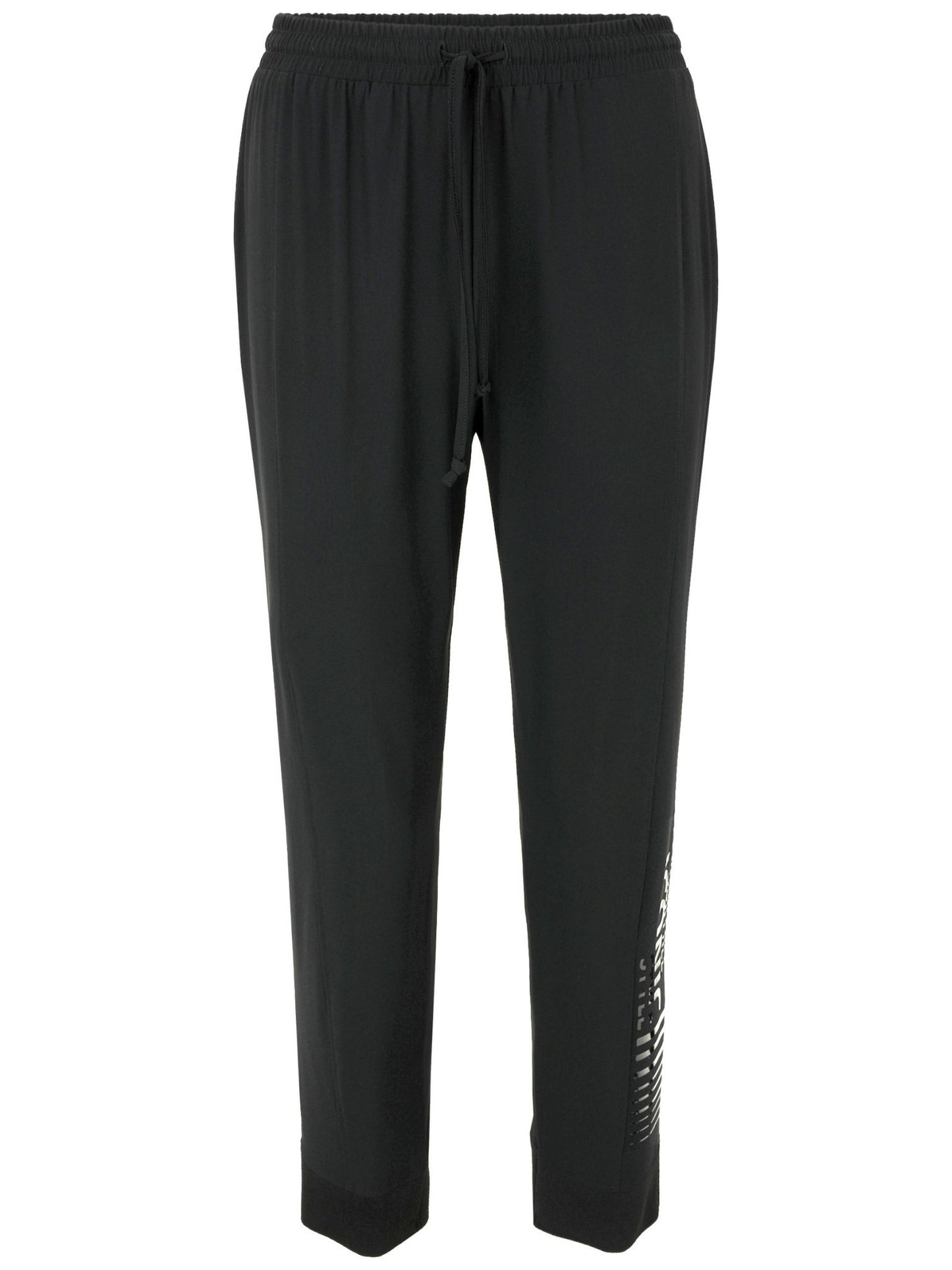Doris Streich Hose mit Glanzprint und Tunnelzug schwarz