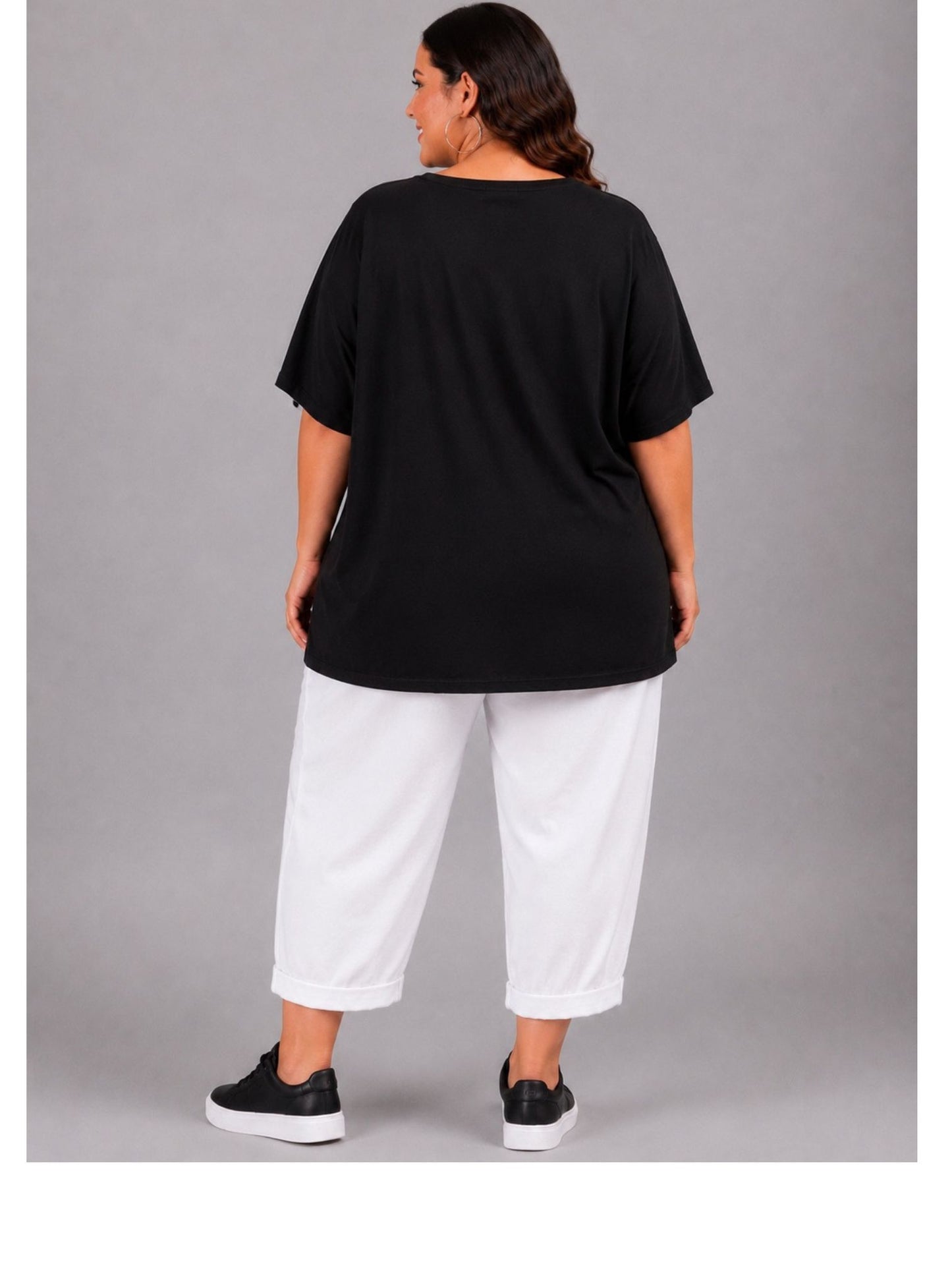 Frenzi Oversize Shirt Pop-Art-Porträt Schwarz – Einheitsgröße 44–58