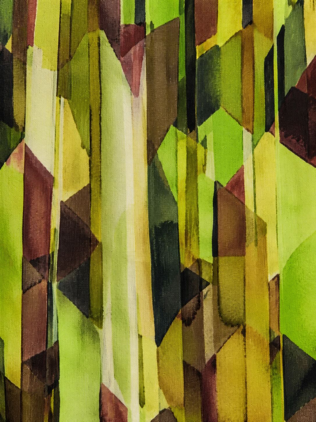 Frenzi Stufenkleid grafischer Print Grün-Olive – Einheitsgröße 44–52