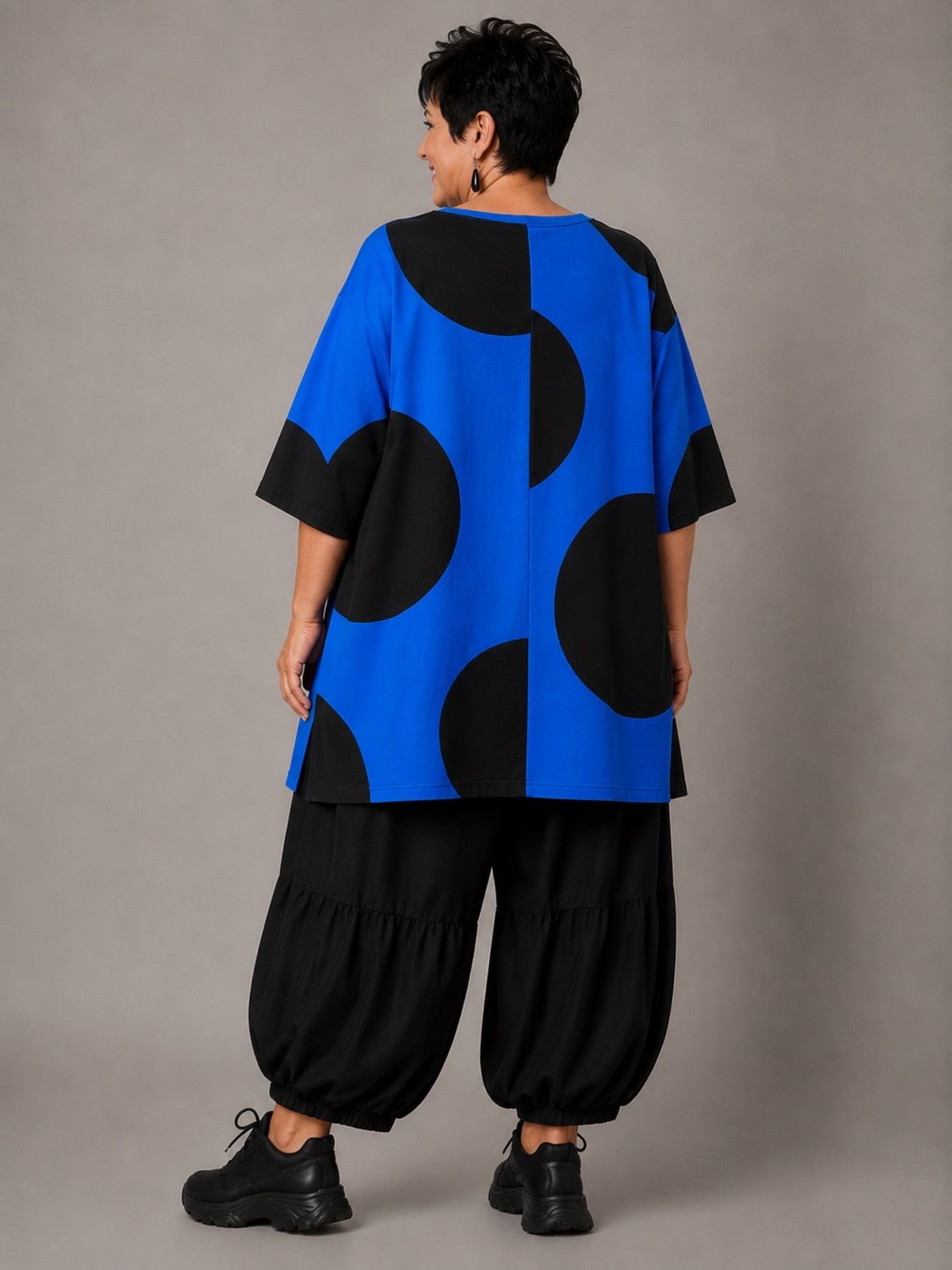 Funky Diva Shirt große Punkte A-Linie – Blau, Einheitsgröße 46–56