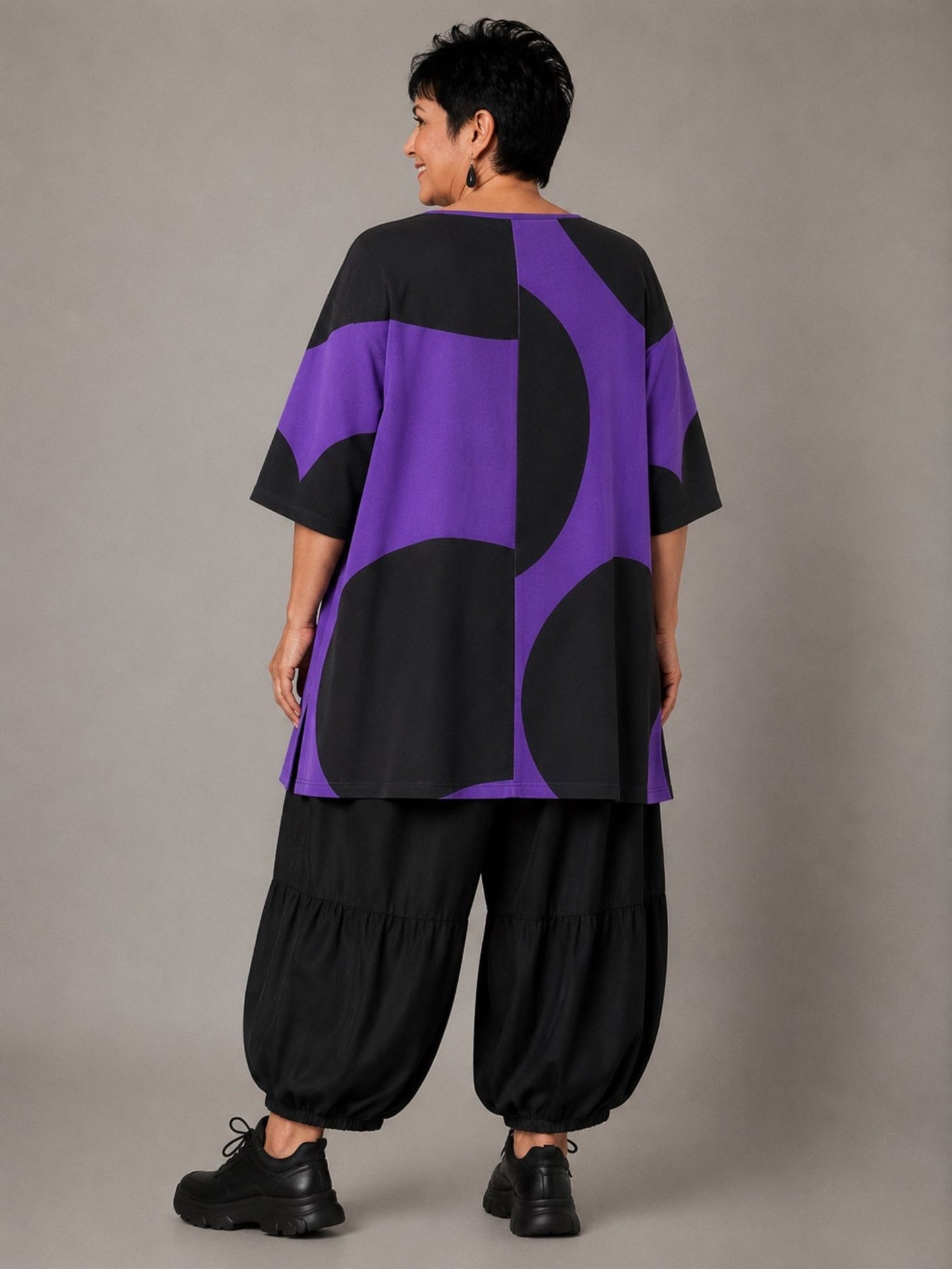 Funky Diva Shirt große Punkte A-Linie – Lila, Einheitsgröße 46–56