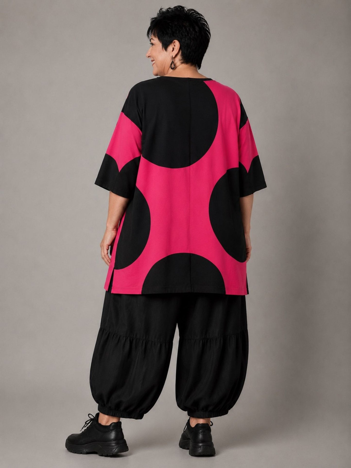 Funky Diva Shirt große Punkte A-Linie – Pink, Einheitsgröße 46–56