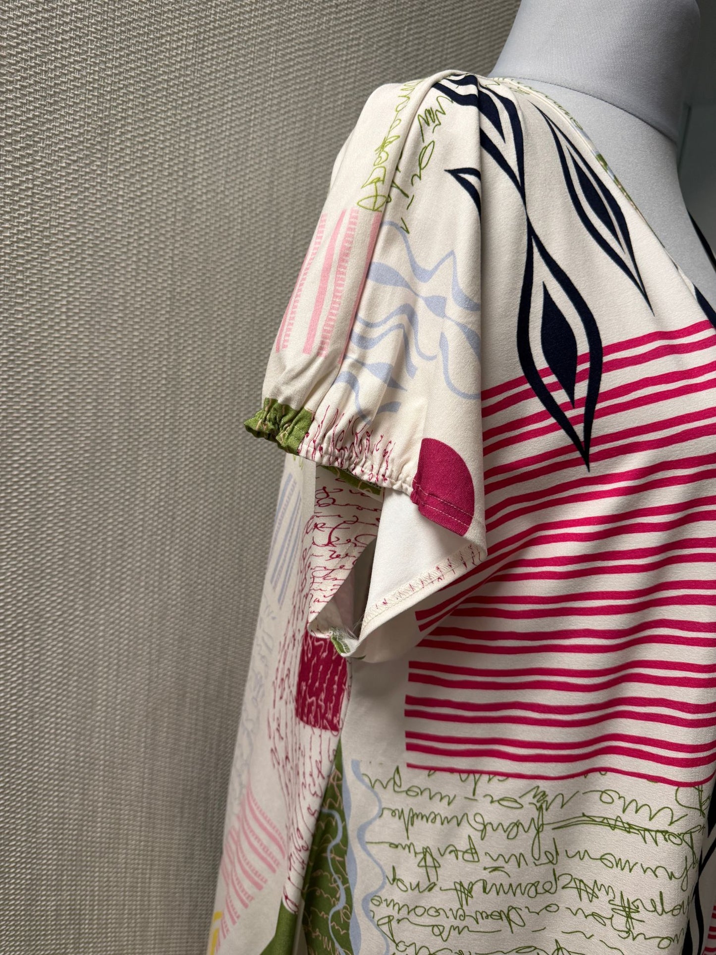 Pont Neuf Long Tunika Thelma Ecru Bunt Print Detail Patchwork bunt