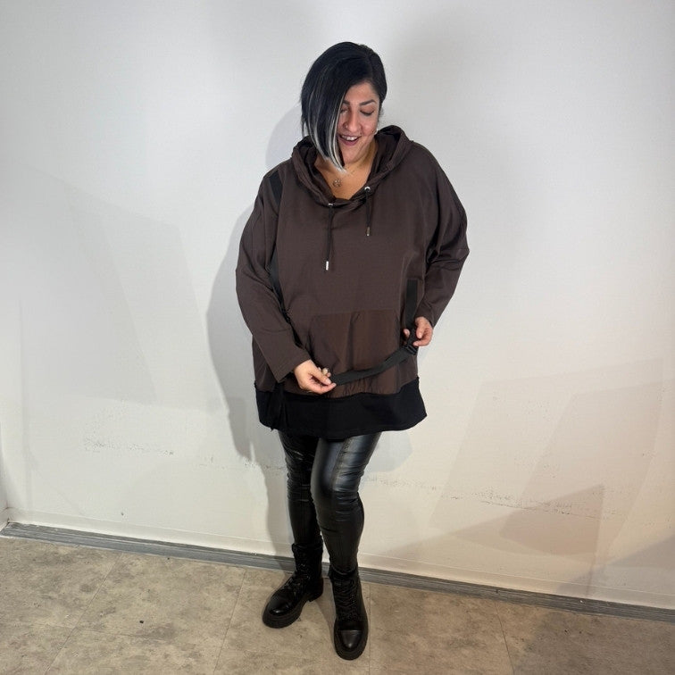 Sinne by Coom Design Tunika – schokobraun - lässig & stilvoll mit Kapuze 42 44 46 48 50 52 54 56 58 60 62