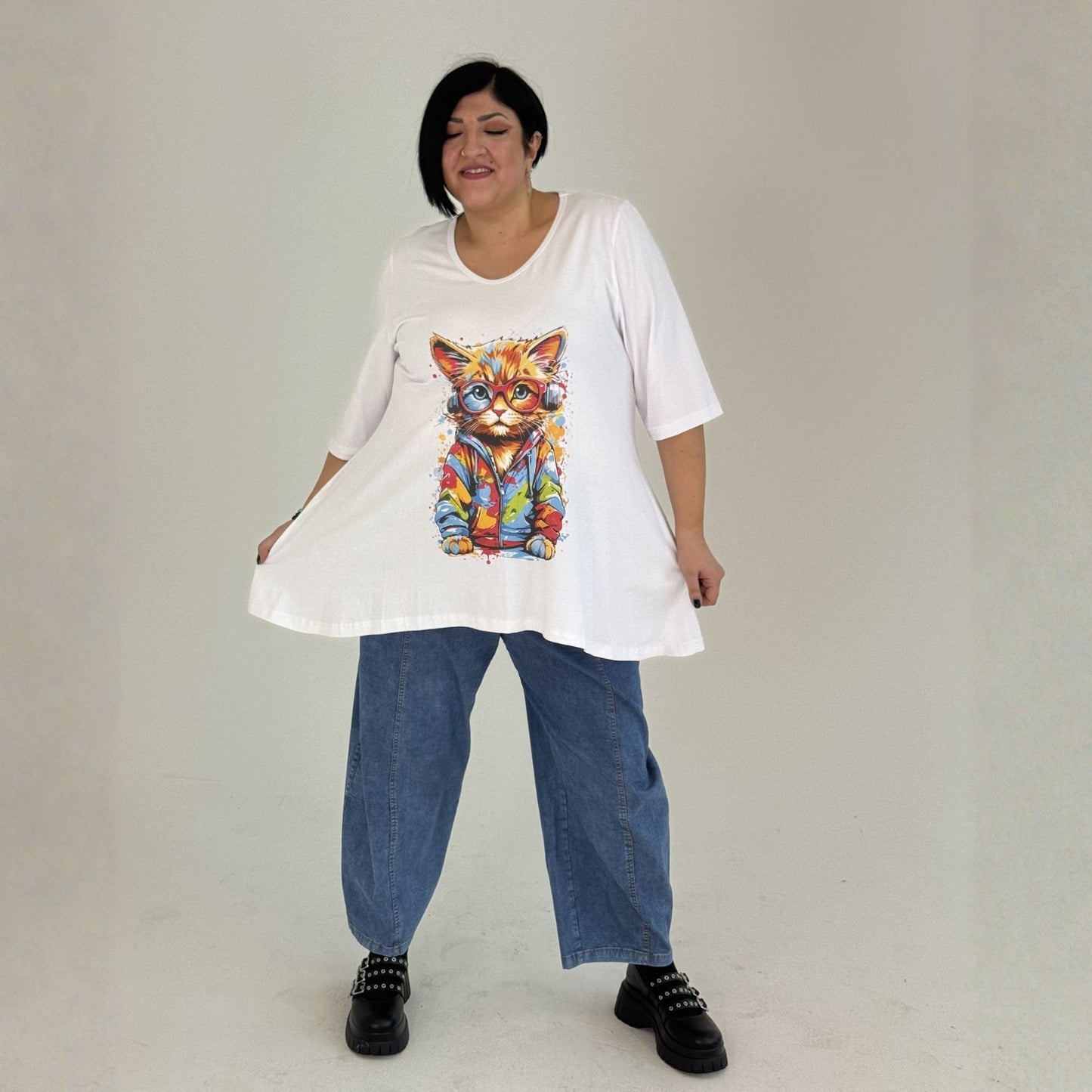 Sinne by Coom Shirt Katze – A-Form Kurzarm verschiedene Farben