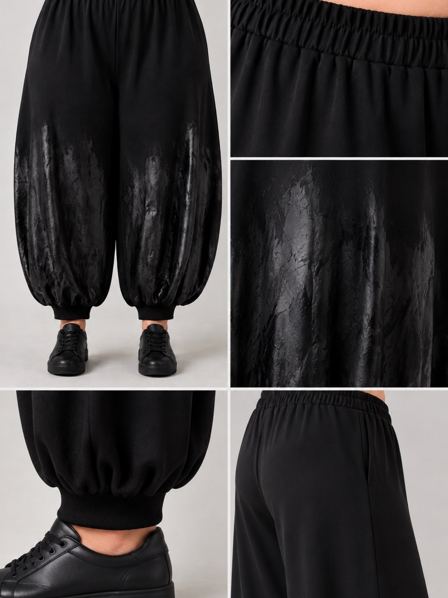 Vincenzo Allocca Ballonhose Baumwolljersey handbemalt – Schwarz, Einheitsgröße 44–58