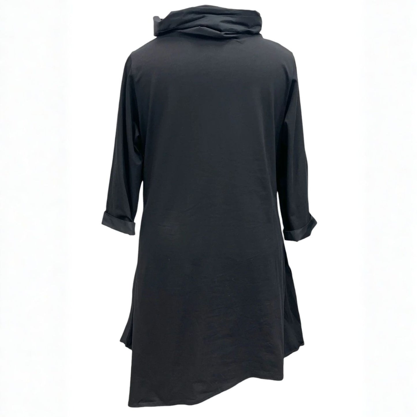 Vincenzo Allocca Tunika Schwarz mit Microtaft-Kragen und asymmetrischem Schnitt