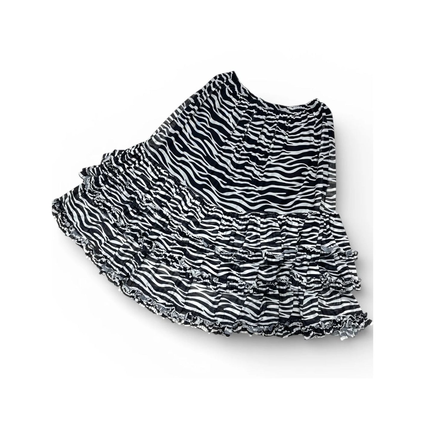 Vincenzo Allocca Stufenrock Zebra Animal mit Rüschen schwarz‑weiß