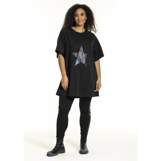 Studio Tunika Shirt Stern kurzarm schwarz 42 44 46 48 50 52 54 56
