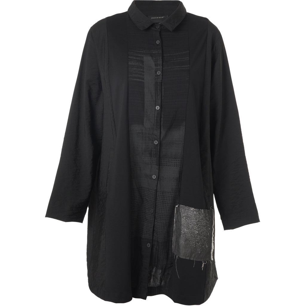 Gozzip Bluse Blusenjacke Black Edition mit grauen Effekten 42 44 46 48 50 52 54 56