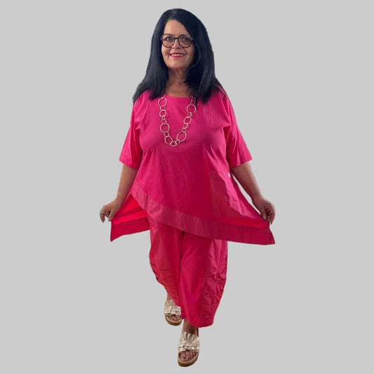 Sinne by Coom Hose mit Microtaft-Falten pink weiß