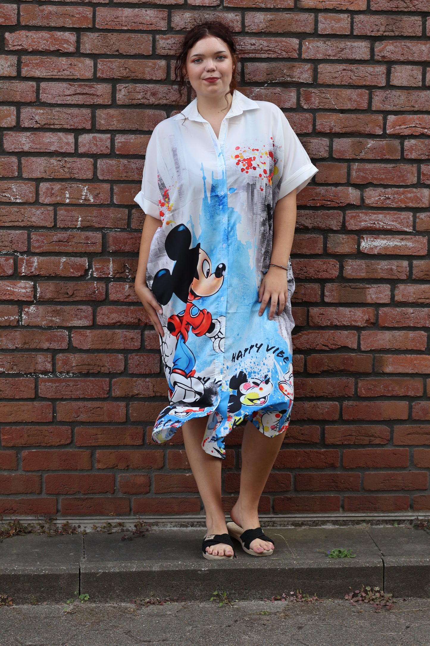Mix Mirage Oversize Hemdblusenkleid "Comic Love" mit buntem Print 40 42 44 46 48 50 52