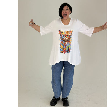 Sinne by Coom Shirt Katze – A-Form Kurzarm verschiedene Farben