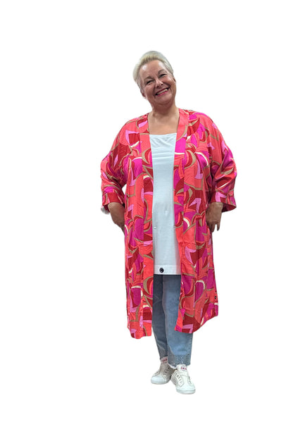 Adia Cardigan Pink Koralle Bunt gemustert Gr 42 44 46 48 50 52 54 56 58 60 62