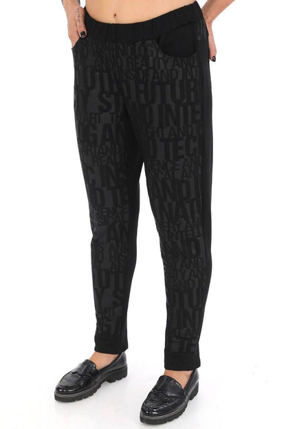 Divas Planet Hose im Joggingstyle Schwarz mit Word-print  Gr. 42 44 46 48 50 52