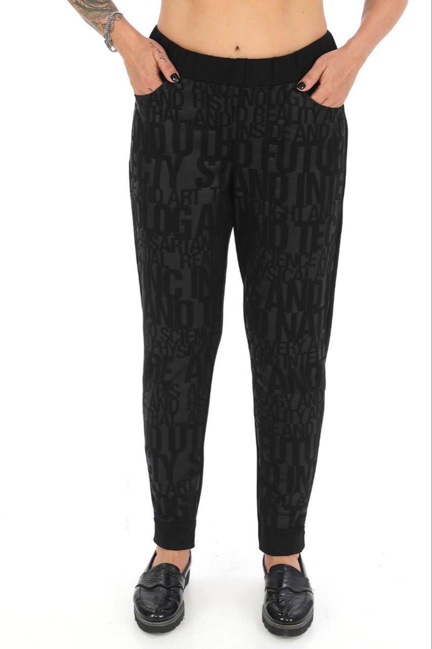 Divas Planet Hose im Joggingstyle Schwarz mit Word-print  Gr. 42 44 46 48 50 52