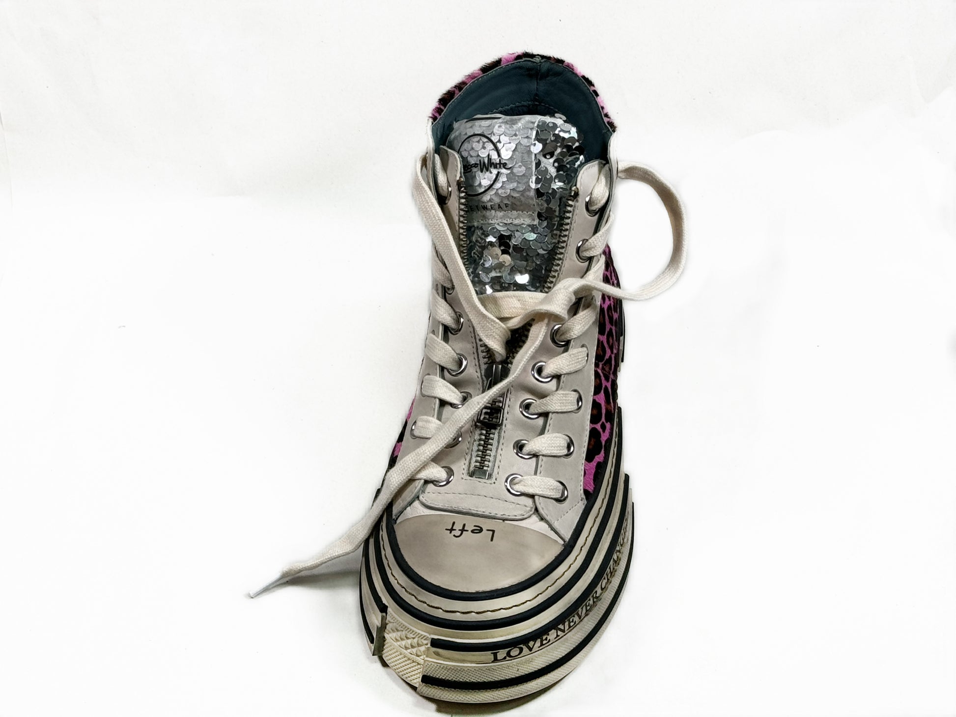 Zebramuster Hoher Sneaker Rebecca White Sneaker Zebra Weiß Schwarz