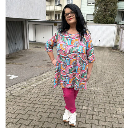 Naveed Tunika Sneakerprint Multicolor A-Linie mit Taschen