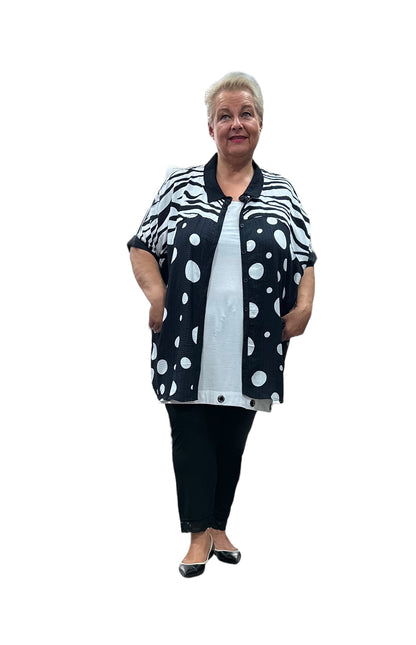 Aprico Bluse Schwarz Weiß oversize 42 44 46 48 50 52 54 56 58 60