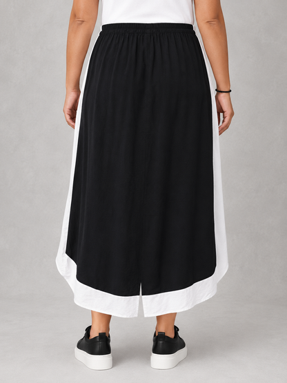 Sinne Rock große Größen Maxi Schwarz-Weiß Colour-Block Geometrie-Print