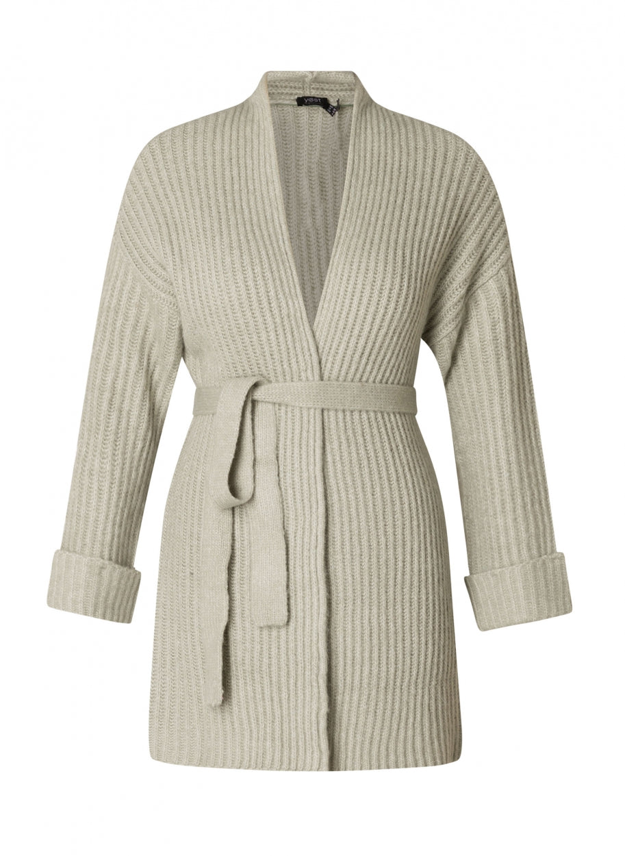 Yesta Strickjacke petrol oder lindgrün mit Bindegürtel 44 46 48 50 52 54 56 58